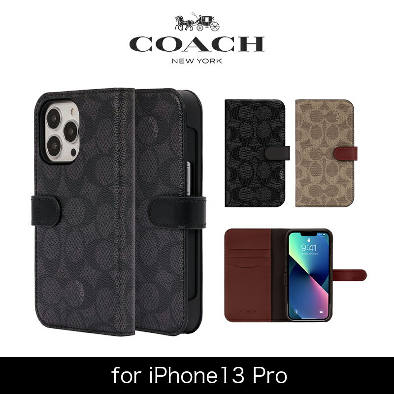 コーチ スマホケース COACH コーチ スマホケース 手帳型 iPhone13Pro レザー Coach柄 ブラック 2021 Coach Folio Case Signature C Black