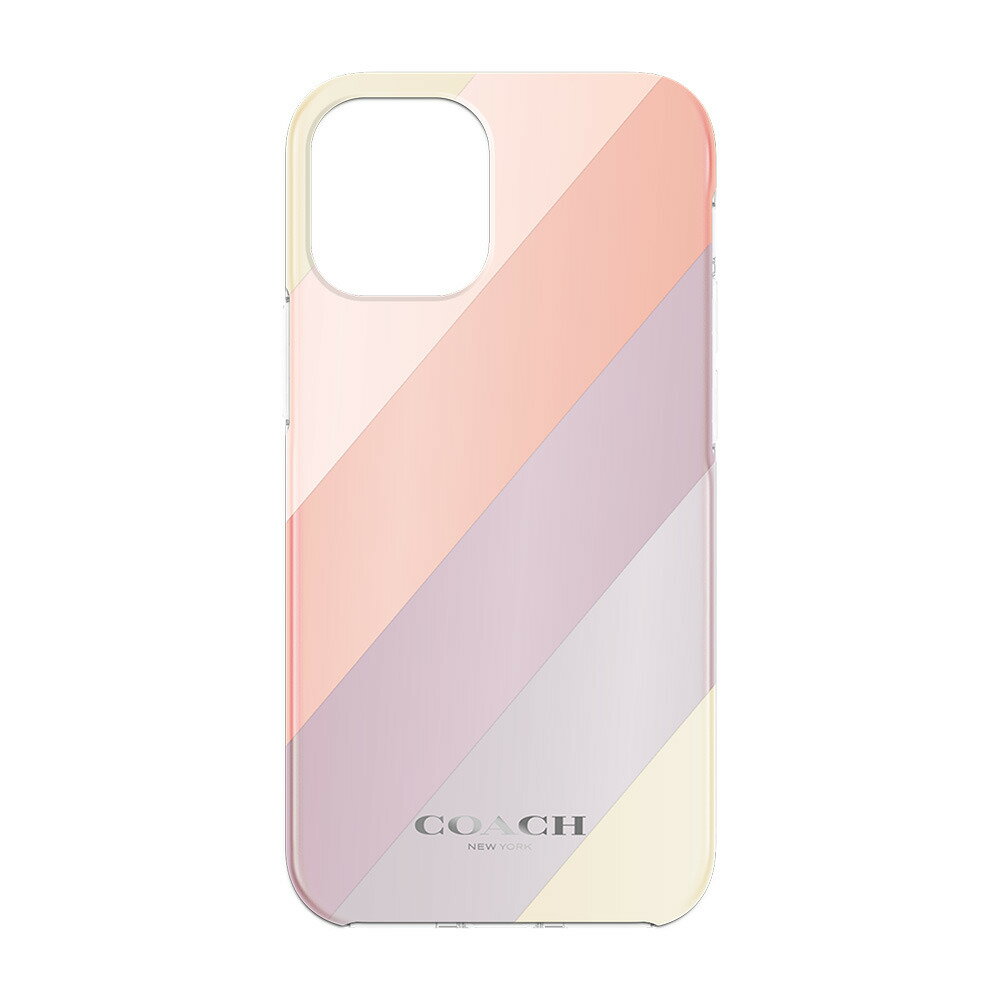 【アウトレット】送料無料 COACH コーチ iPhone12mini ケース カバー スマホケース Diagonal Stripe Metallic ブランド おしゃれ ソフトバンク限定モデル