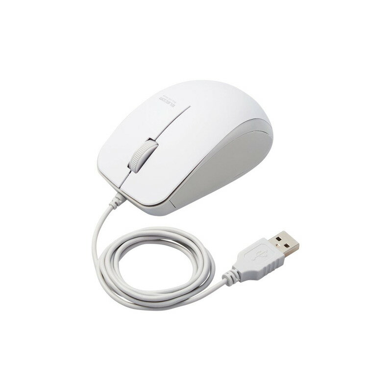 エレコム BlueLEDマウス/有線/3ボタン/サイドラバー/抗菌/ホワイト