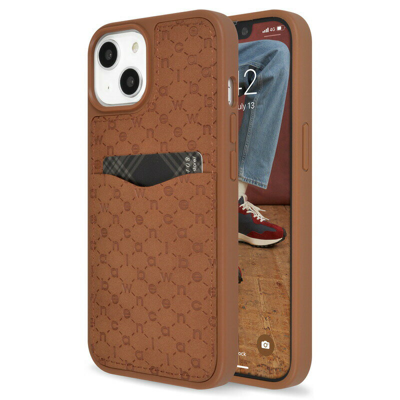Rakuten - エム・ディー・シー iPhone 14 / iPhone 13 new balance [カード収納付き背面ケース/モノグラム/ブラウン]