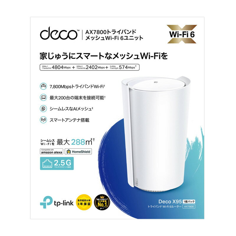 eB[s[N WiFi6 AIbV 4804+2402+574Mbps AX7800gCoh 2.5Giga WAN/LAN WiFi̎p[ 3Nۏ