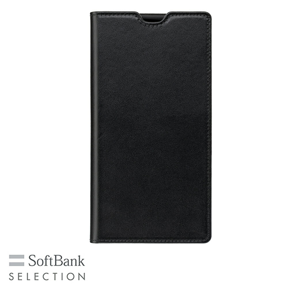 SoftBank SELECTION Leather Flip for iPhone 15 Pro MAX / ブラック カードポケット 手帳型 牛本革 iPhoneケース SB-I017-FPLS/BK