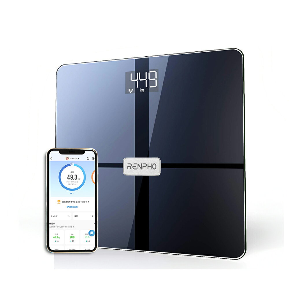 RENPHO レンフォ 体重計 体組成計 Wi-Fi Bluetooth 体脂肪計 健康管理 体重 体脂肪率 BMI 皮下脂肪 内臓脂肪 筋肉量 基礎代謝量 骨量 体水分率 測定
