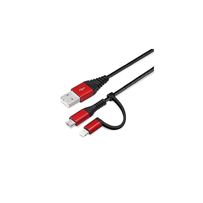 Rakuten - PGA 2in1 Lightning & microUSBタフケーブル 50cm レッド＆ブラック