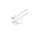 PGA 2in1 Lightning & microUSBタフケーブル 50cm ホワイト&シルバー
