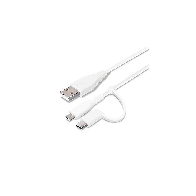 Lightning・micro USBの2種のコネクタを1本で使用できる長さ50cmのUSBケーブルPGA 2in1 Lightning & microUSBケーブル 50cm引っ張りや摩擦にも丈夫な、耐久性に優れたコネクタグリップを採用。ケーブルをコンパクトにまとめることができるケーブルバンド付きで収納時や持ち運びも楽々。※画像はイメージです。仕様・お問い合わせ先 型番：PG-LMC05M03BK、PG-LMC05M04WH カラー：ブラック、ホワイト JANコード：4562358066535、4562358066542 サイズ：約W500 x H0 x D0mm パッケージサイズ：約W80 x H180 x D20mm 重量：約20g パッケージ重量：約45g 製品構成：本体 ×1 製造元：株式会社PGA お問い合わせ先：お問い合わせ ご注意 ※本製品を用途以外の目的には使用しないで下さい。 ※本製品を使用しての事故や故障、データの損失などに関して当社では一切の責任をおいかねます。あらかじめご了承ください。 ※仕様、及び外観は予告なく変更される場合があります。 ※幼児の手の届かない場所に保管してください。 ※「iJacket」および「Premium Style」、「iCharger」は株式会社PGAの登録商標です。