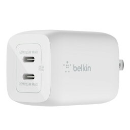 BELKIN WCH013DQWH USB-C 2ポートPD65W 小型GaN急速充電器折畳式プラグ