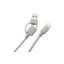 G.worker 2in1 PD対応60Wしなやかケーブル Type-C 出力 USB-A/Type-C出力 1m 白(2)