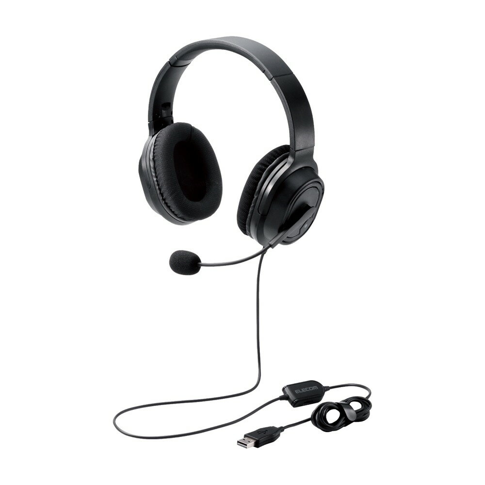 乐天商城 - エレコム ELECOM オーバーヘッドタイプヘッドセット/両耳/USB/40mmドライバ/ブラック