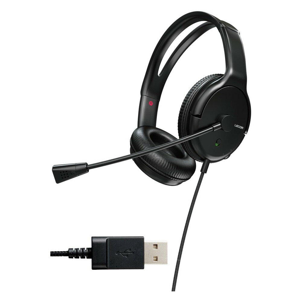 樂天商城 - エレコム ELECOM ヘッドホン ヘッドセット 単一指向性 マイク付キ 有線 USB 接続 ステレオ ノイズキャンセリング 両耳 大型オーバーヘッドタイプ ブラック