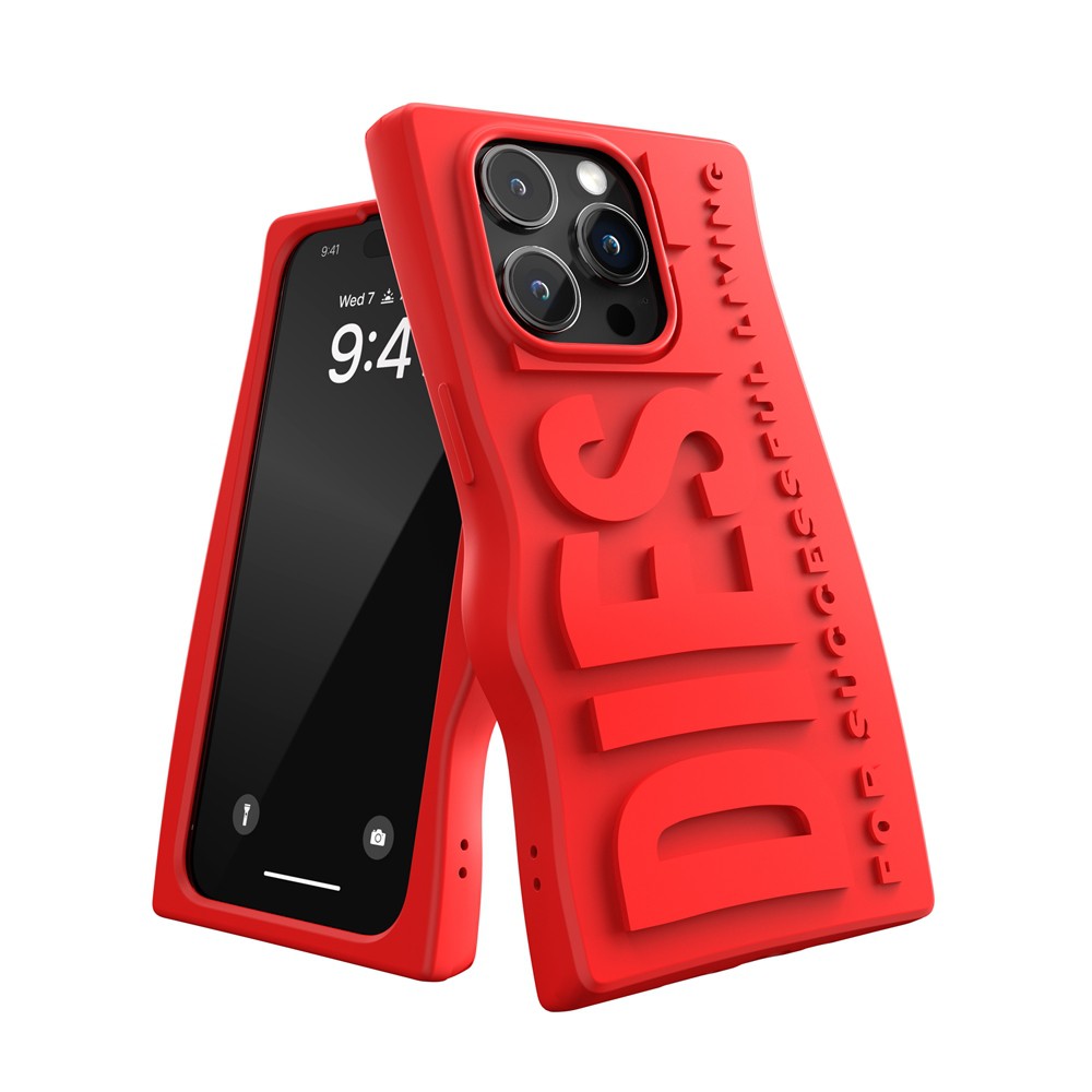 ディーゼル スマホケース メンズ DIESEL ディーゼル iPhone 15 Pro Diesel D By Diesel Silicone Case FW23 red