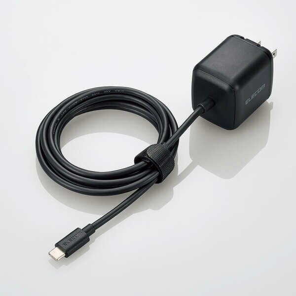 エレコム ノートPC用ACアダプター/USB充電器/USB Power Delivery/65W/USB-Cケーブル一体/2.0m/スイングプラグ/ブラック