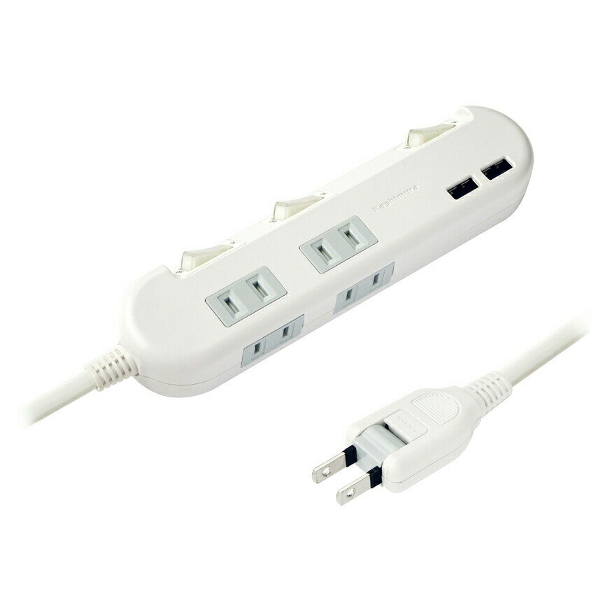 樂天商城 - カシムラ AC-010 4AC-2USB-3.4A SW 1.2m WH