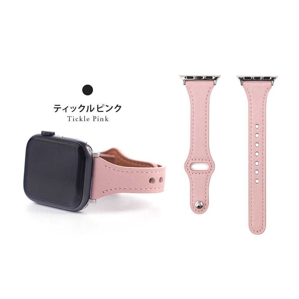 WEARPLANET ウェアプラネット Slim Lineフラット本革バンドApple Watch 41/40/38mm ティックルピンク