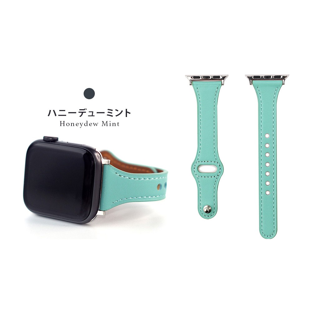 WEARPLANET ウェアプラネット Slim Lineフラット本革バンドApple Watch 41/40/38mm ハニーデューミント