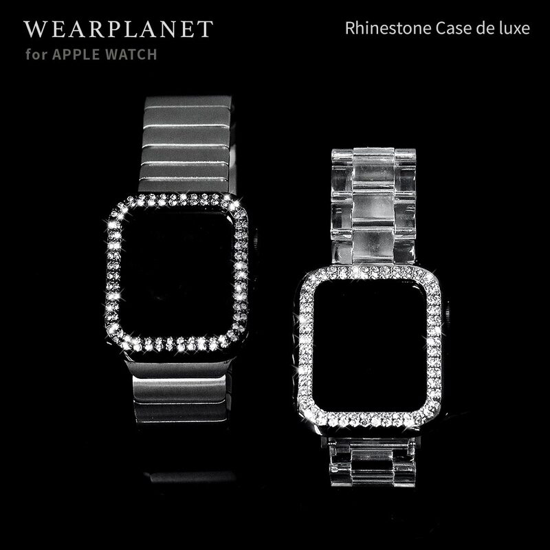 WEARPLANET ウェアプラネット ラインストーンハードケース de luxe for Apple Watch 40mm シルバー