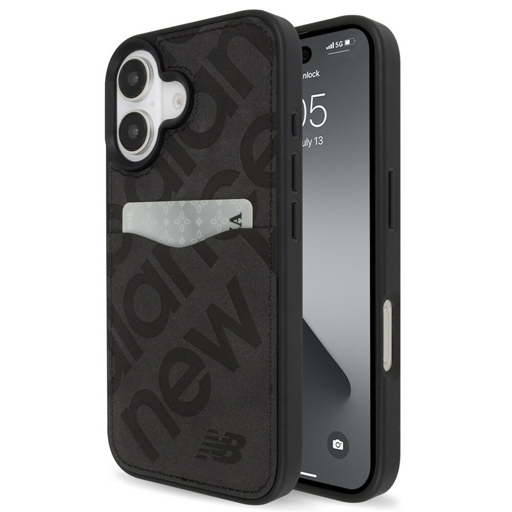 iPhone 16 new balance [カード収納付き背面ケース/スタンプロゴスエード]
