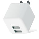 エレコム ELECOM AC充電器/USB-Aメス2ポート/キューブ型/ホワイト