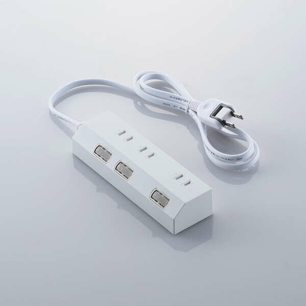 Rakuten - エレコム 個別スイッチタップ/雷サージ付き/ホコリシャッター付き/磁石付き/3個口/1m/ホワイト