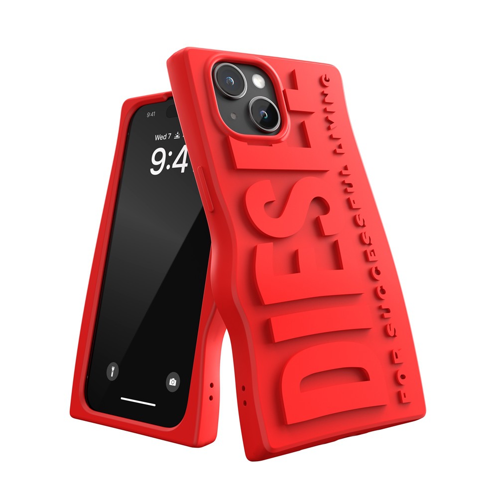 ディーゼル スマホケース メンズ DIESEL ディーゼル iPhone 15 Diesel D By Diesel Silicone Case FW23 red