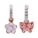 IUHA 個性的 キュート お花+蝶 ピアス スワロフスキー社製クリスタル【金属アレルギーと変色防止】 アクセサリー ギフト(4)