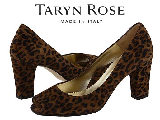 送料無料！人気ブランドタリンローズ/Taryn Roseスエードオープントゥパンプス/Fierce レオパード柄 大きいサイズ　ITALY製【楽ギフ_包装】