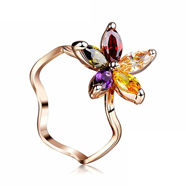 Cubic Zirconia - ブランドIUHA 夏の花 リング 指輪 オーストリア産 キュービック・ジルコニア 金属アレルギー対応 変色防止