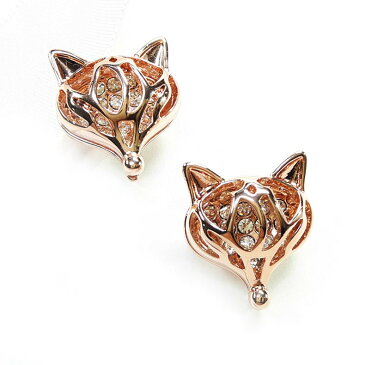 IUHA キツネ 動物モチーフ ピアス クリスタル 金属アレルギー対応 変色防止