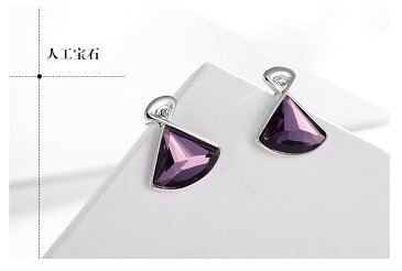 IUHA 【扇形】ピアス オーストリア産キュービックジルコニア 金属アレルギー対応 変色防止