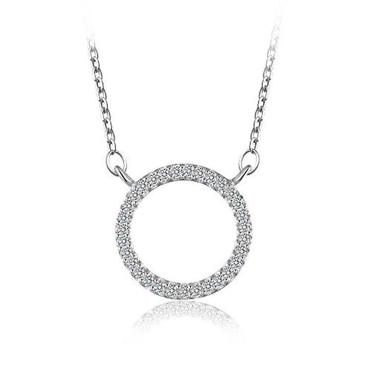 Heart - ブランドIUHA 幸運円満【サークル】S925シルバー ネックレス オーストリア産キュービック 金属アレルギーと変色防止