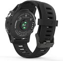 Garmin Fenix 3 バンド - ATiC Garmin Fenix 3 / Fenix 3J HR/Fenix 5X / Garmin D2 Delta PX用ソフト 高級 シリコーン製腕時計ストラップ/バンド 交換ベルト BLACK