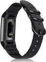 Fintie for Fitbit Charge 4 / Charge 3 / Charge 3 SE 用 バンド ベルト スポーツバンド 交換用ストラップ ソフト 編みナイロン 通気 調節可能 レディース メンズ (1ブラック)