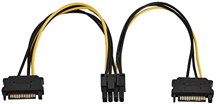 Fosa 15ピンSATAオス8ピンメスPCI-E PCI Express 電源アダプタケーブル(デュアルSATA 0.2メートル)