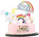 Kingsie ケーキトッパー ユニコーン 豪華 ケーキ デコレーション レインボー 虹 風船 可愛い ケーキ挿入カード 誕生日/パーティー ケーキ飾り 装飾 (セット2)
