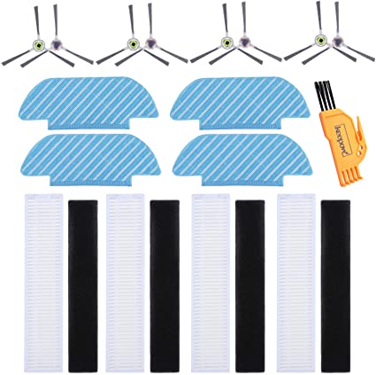 KeeTidy DEEBOT OZMO Slim11 Slim10 エコバックス ロボット掃除機交換用アクセサリー サイドブラシ クリーニングモップ フィルター 互換品 消耗品 交換用パーツキット クリーニングツール付き 17セット