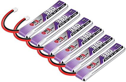 6本 GNB リポバッテリー 380mAh HV 1S Li-hvバッテリー 60C 3.8V/4.35V JST-PH 2.0 Powerwhoop mCPXコネクタ Tiny Whoop Blade Inductrix Plus用