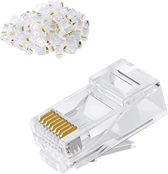 lan コネクタ,CableCreation RJ45コネクタ 100個入り LANコネクタ Cat6/ Cat6a/ Cat5e対応 単線ヨリ線対応 つめ折れ防止