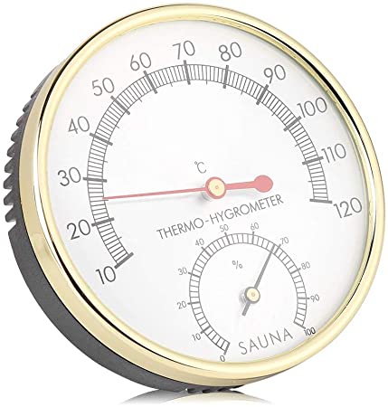 サウナルーム 温湿度計 お風呂 温泉用 温湿度計 サウナルーム 乾式サウナ用温度計 サウナ室内温度計 屋内 壁掛け用 メタル製 読みやすい