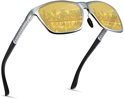 Soxick® HD 夜間 運転 偏光サングラス メンズ ナイトビジョン ハーフリム メタル フレーム 男女兼用 メガネ