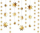 4本 星の組み合わせ ガーランド 金色 五角星 八角星 吊り上げ 誕生日 結婚式 飾り付け デコレーション