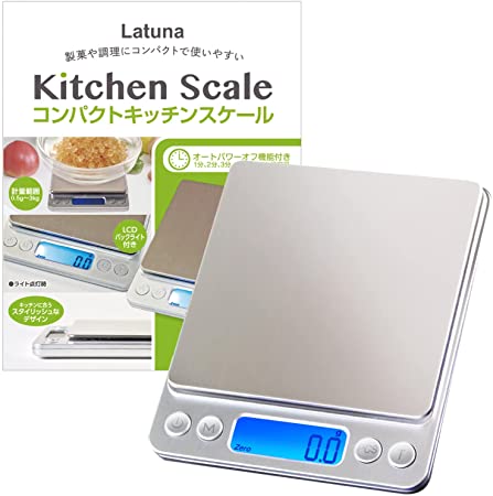 キッチンスケール はかり デジタル 料理研究家監修 Latuna デジタルスケール スケール 計量器 0.1g単位 3kg キッチン クッキングスケール 測り 料理 調理 お菓子作り 封筒 レタースケール コンパクト 風袋引き オートオフ (0