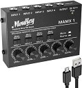 Moukey オーディオミキサー 4チャンネル usb DC 5V超低ノイズ サブミキシング用 ラインミキサー 小型ミニオーディオミキサー クラブ/バー/マイク/ギター/ベース/キーボード/ステージミキサーに適用 MAMX1