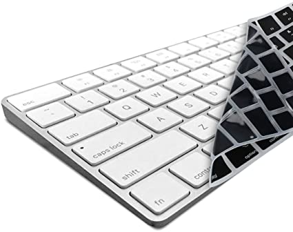 kwmobile 頑丈で極薄なキーボード保護 シリコン製 QWERTY (US) 対応: Apple Magic Keyboard テンキー付き - 汚れや消耗からの効果的保護 黒色
