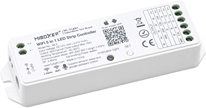 BTF-LIGHTING LEDテープライト 2.4 GHz 5 in 1 Miboxer WiFiコントローラー Alexa/Google Home Assistantと互換性がある 音声制御 APP/リモコン制御可能 コントロール 単色、RGB、R