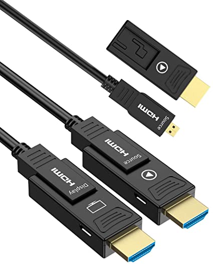 光ファイバー HDMI ケーブル 20M, UGOMI ファイバーHDMI 4K60Hz 光速 HDMI2.0b サポート18Gbps, ARC, Dolby Vision, 3D, HDCP2.2, HDR10, CEC/EDID, 4:4:4 任天