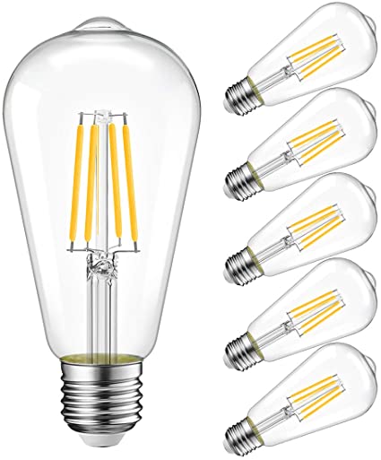 楽天Trend Item Shopエジソンランプ E26口金 806LM フィラメント LED電球 6W 60W形相当 ST64 レトロ電球 2700K 非調光 6個入