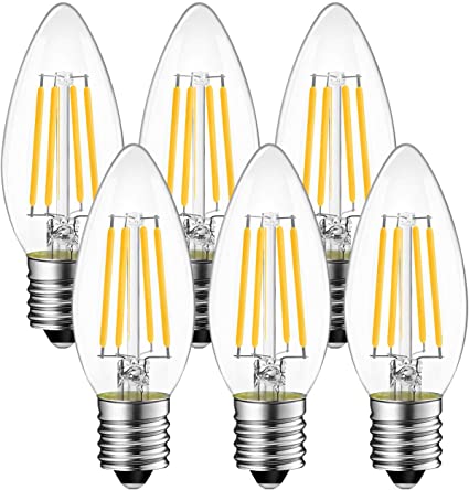 シャンデリア電球 E17口金 40W形相当 470LM LED フィラメント電球 2700K電球色 広配光 省エネ 4W PSE認証 6個セット 調光器非対応