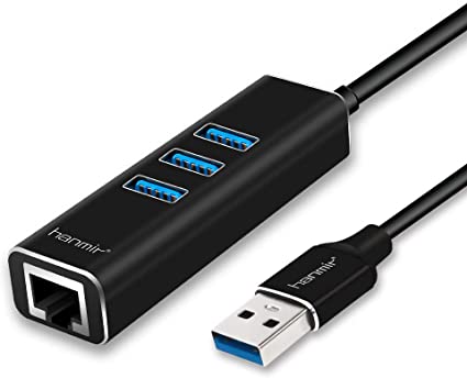 Hanmir USB3.0ハブ 4ポートアダプター 有線LAN RJ45 変換アダプタ 5Gbps高速USB拡張 高速伝送 USB3.0ポート 3 ネットワークコンバーター Hub/MAC Windows/OS Linuxなどに対応可能 小型 軽量 (