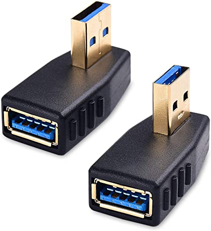 Cable Matters USB 3.0アダプタ L字型 USB L字 USB L型 タイプA オス メス 左向きと右向き 直角90度 方向変換 超高速 5Gbps対応 2個セット