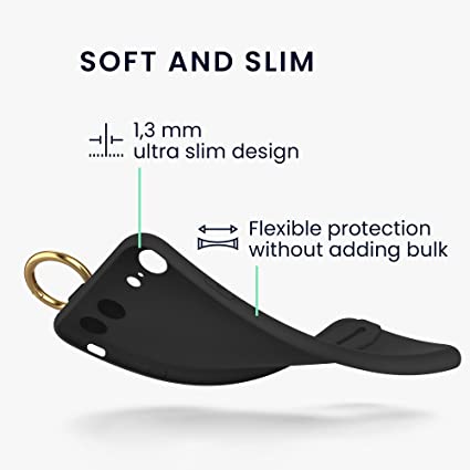 kwmobile 対応: Apple iPhone 7 / 8 / SE (2020) ケース - TPU ショルダーケース スマホ グリップ - 黒色